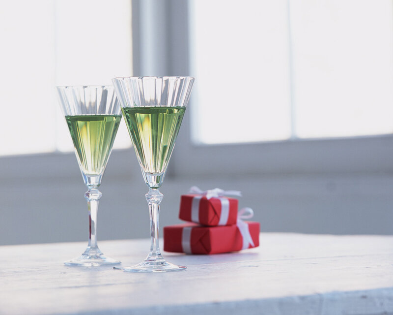 Two Champagne Glasses — White, Calm, Morning
