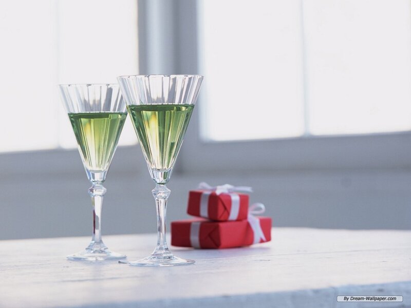 Two Champagne Glasses — White, Calm