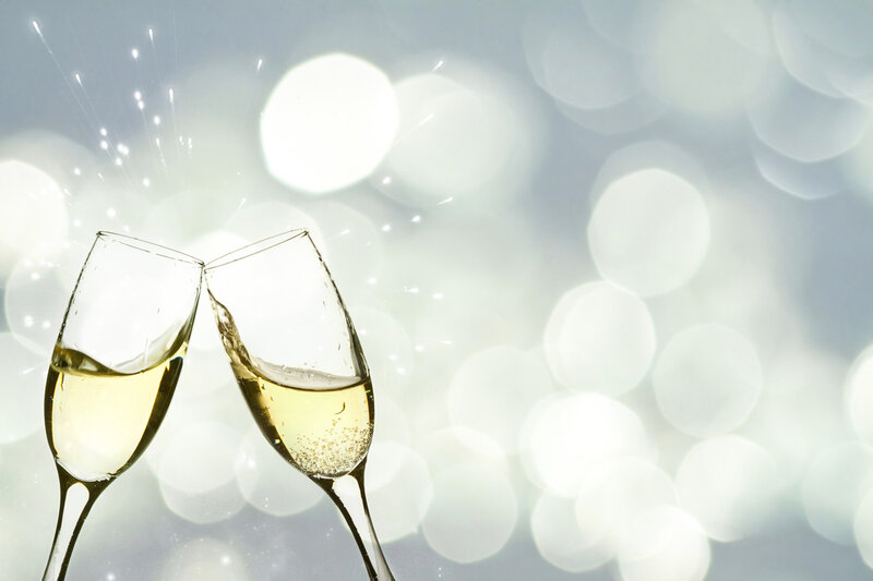Two Champagne Glasses — White, Celebratory, Photograph, Bokeh