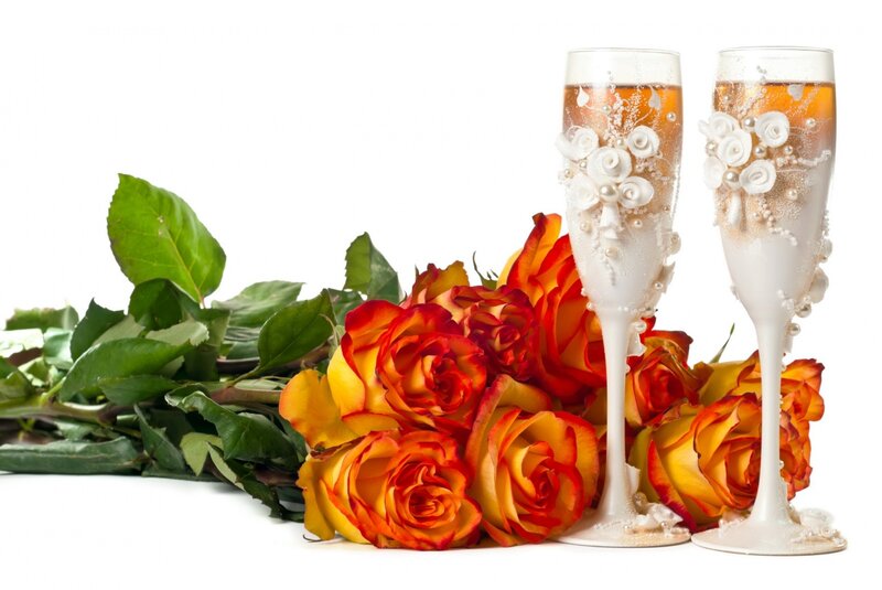 Two Champagne Glasses — White, Celebratory, Photograph