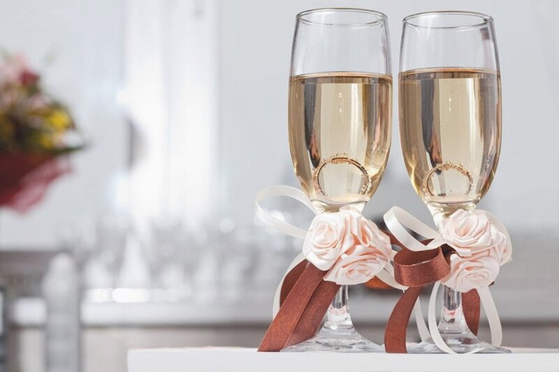 Two Champagne Glasses — White, Elegant, Photograph