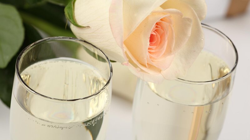 Two Champagne Glasses — White, Elegant