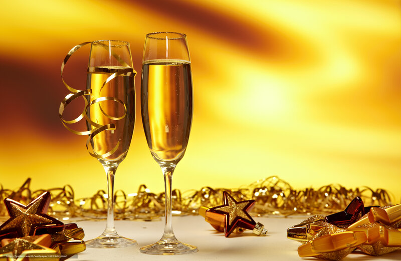 Two Champagne Glasses — Yellow