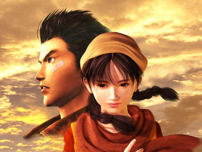 Two characters against a sunset