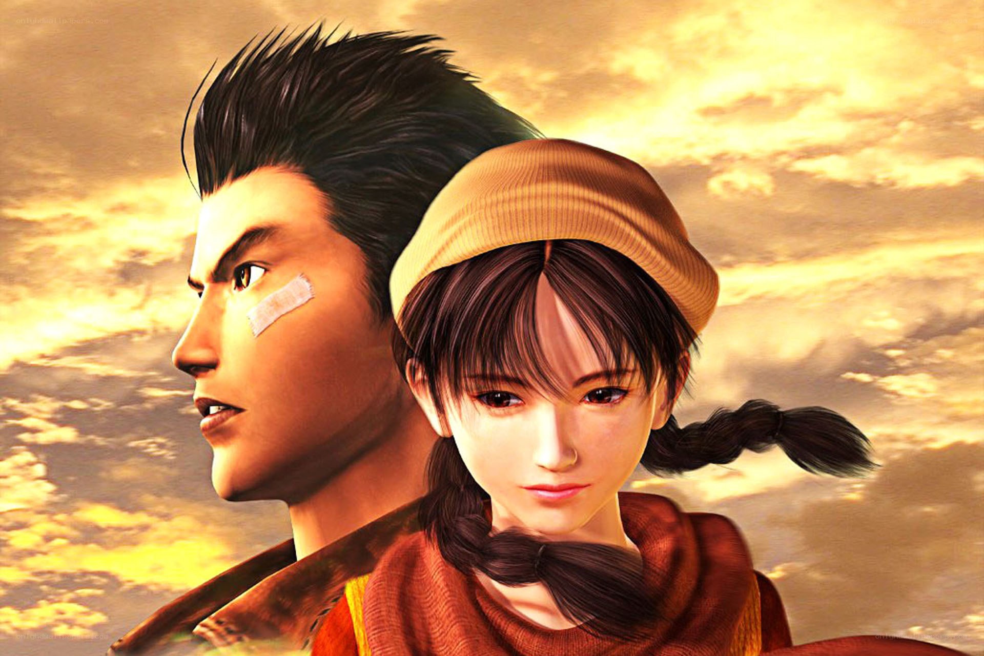 two characters against sunset