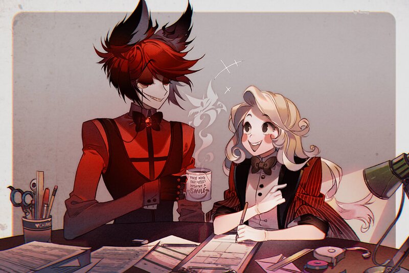 Two Characters at a Desk