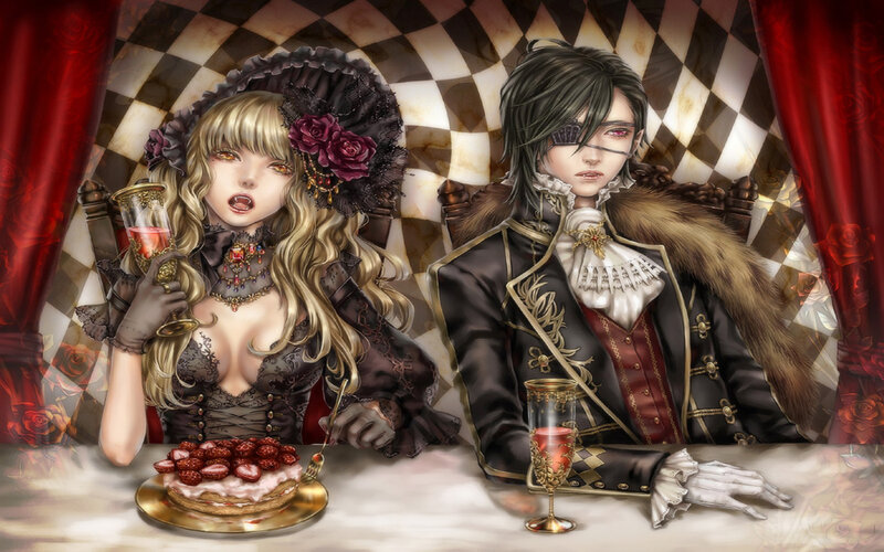 Two Characters at a Table — Black, Dramatic