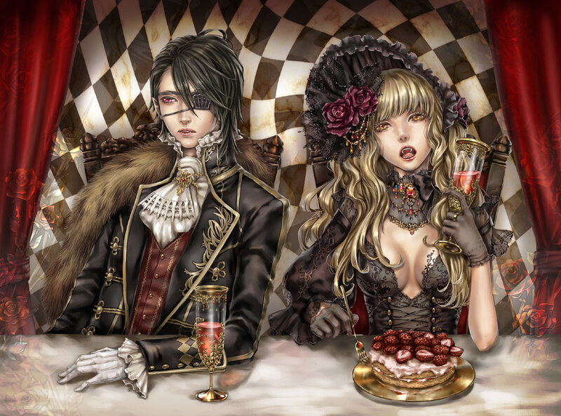 Two Characters at a Table — Black