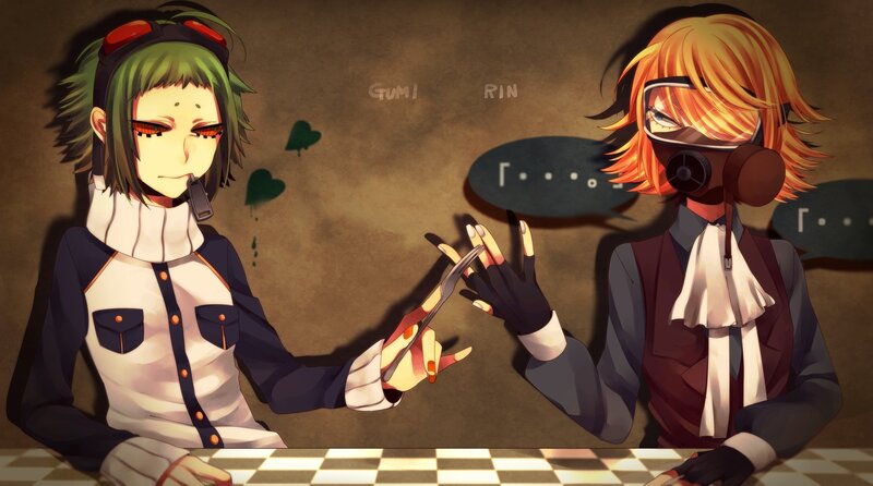 Two characters at a table