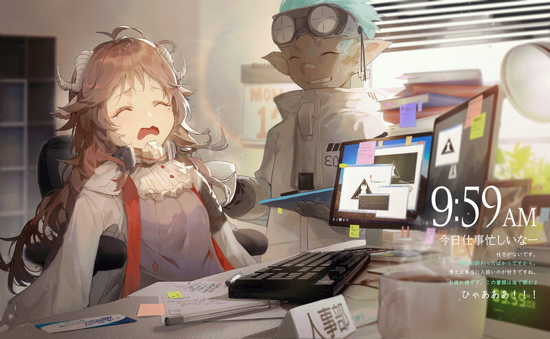 Two Characters at Desk
