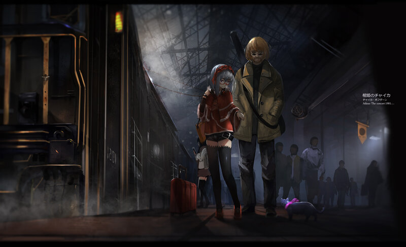 Two Characters at Train Station