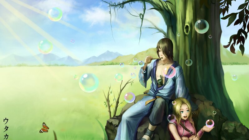 Two Characters by Tree