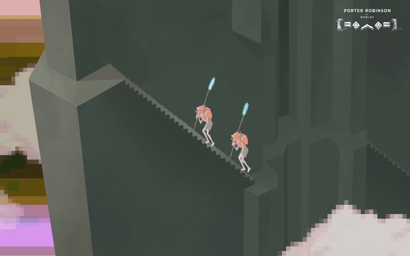 Two Characters Climbing Stairs