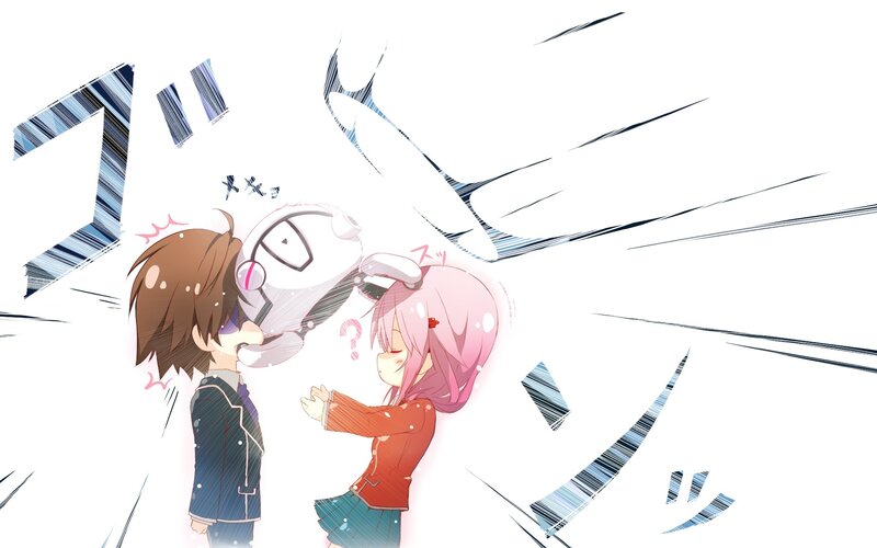 Two Characters Colliding — White