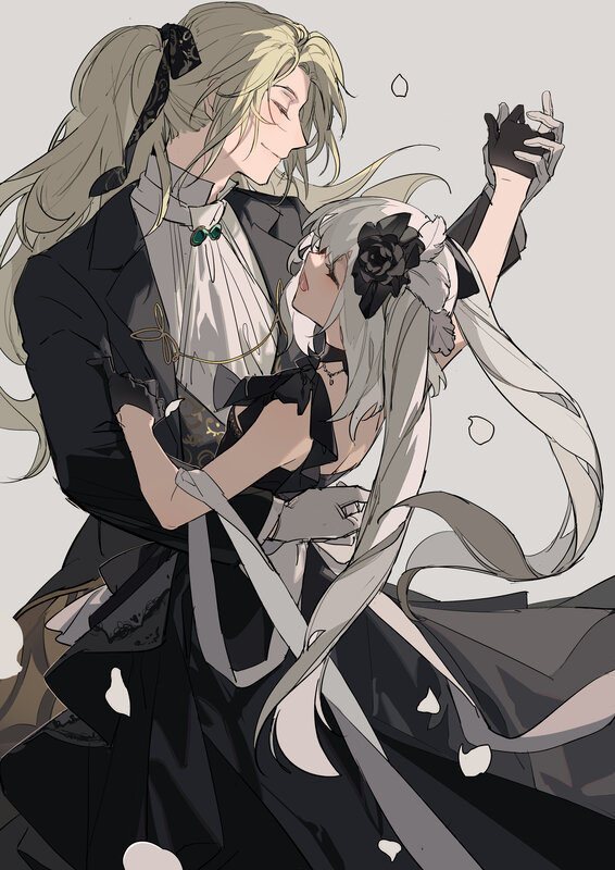 Two Characters Dancing — Black