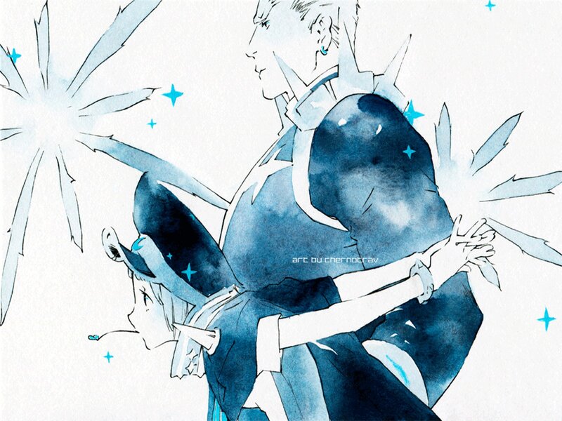 Two Characters Dancing — Blue, Dreamy