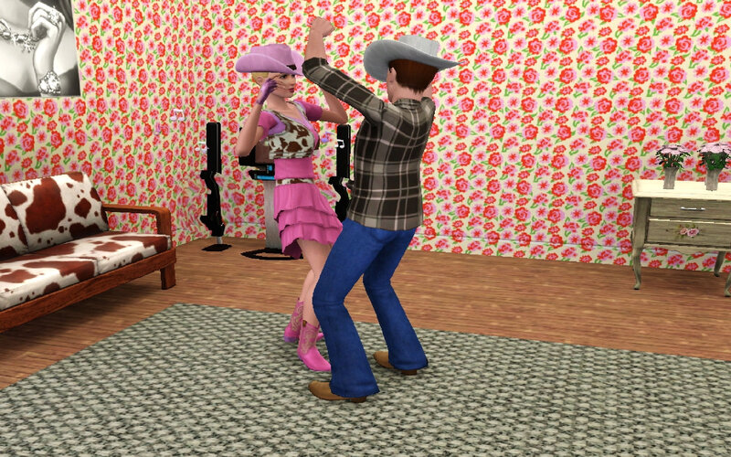 Two Characters Dancing — Pink, Playful