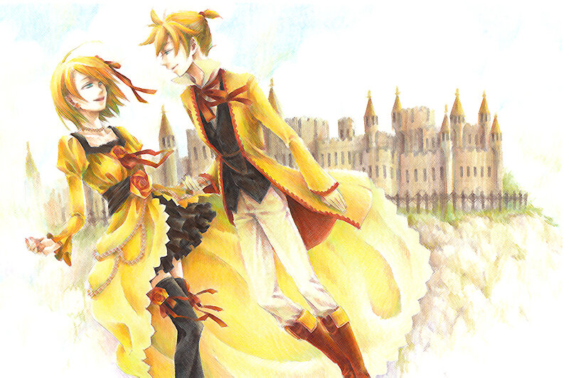 Two Characters Dancing — Yellow