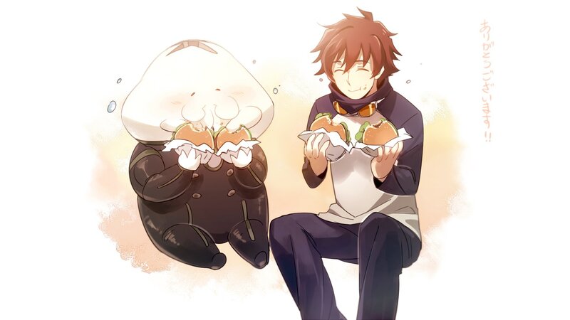 Two Characters Eating Burgers