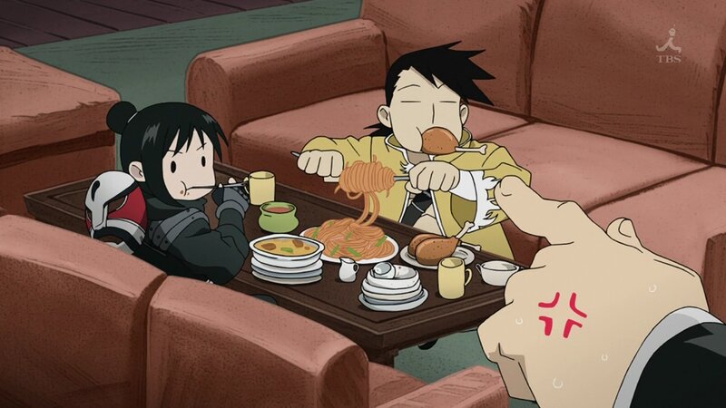 Two Characters Eating Dinner — Brown