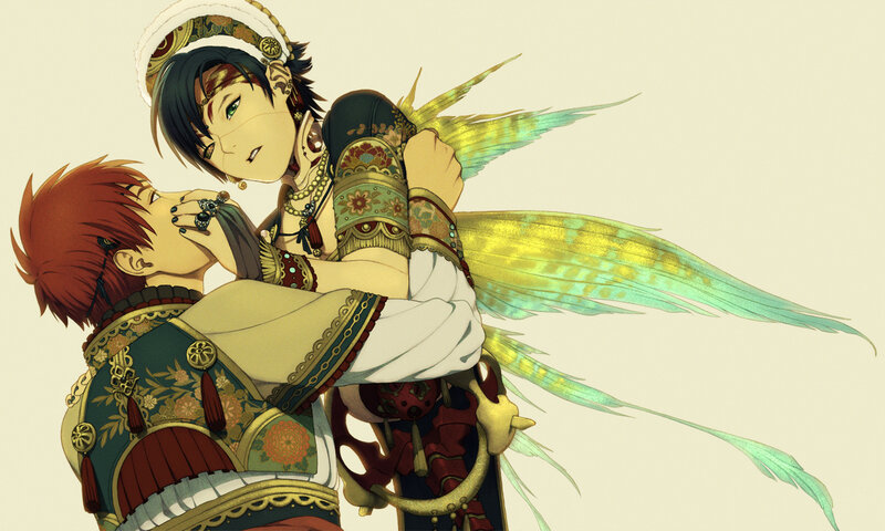 two characters embracing