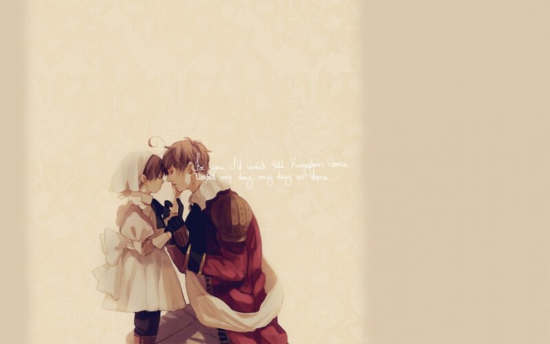 Two Characters Embracing — Beige
