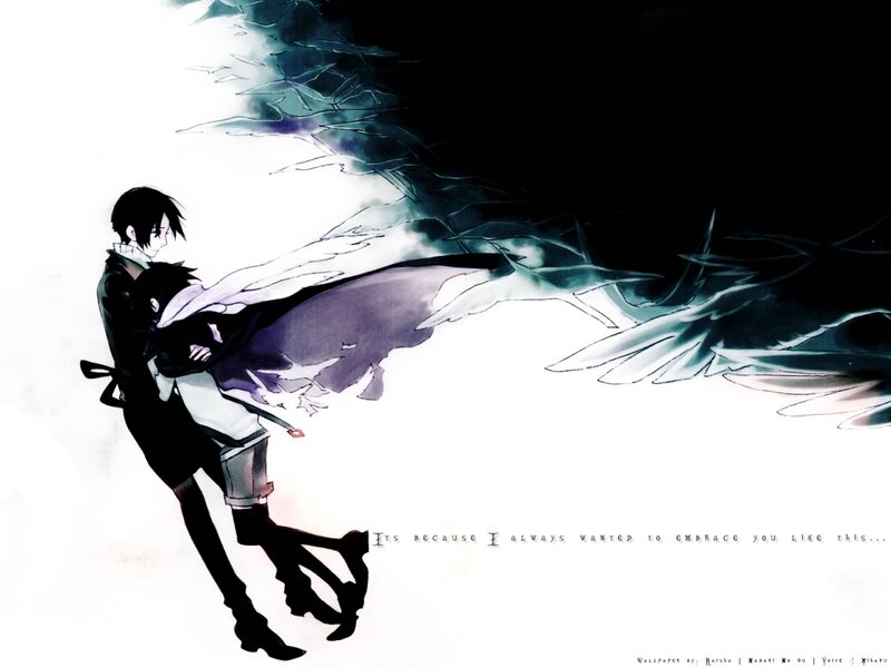 Two Characters Embracing — Black, Dramatic, Manga, Anime Art