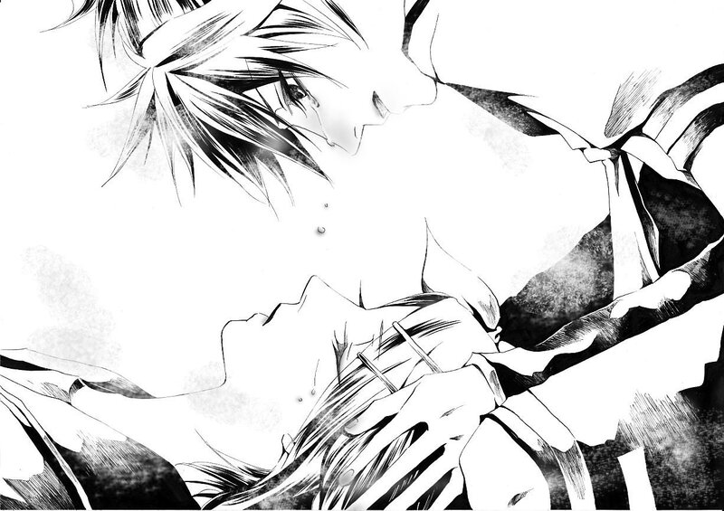 Two Characters Embracing — Black, Dramatic, Manga, Manga Panel, Black and White Art, Tears