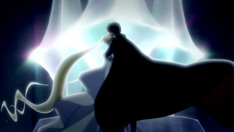 Two Characters Embracing — Black, Dramatic, Night, Anime