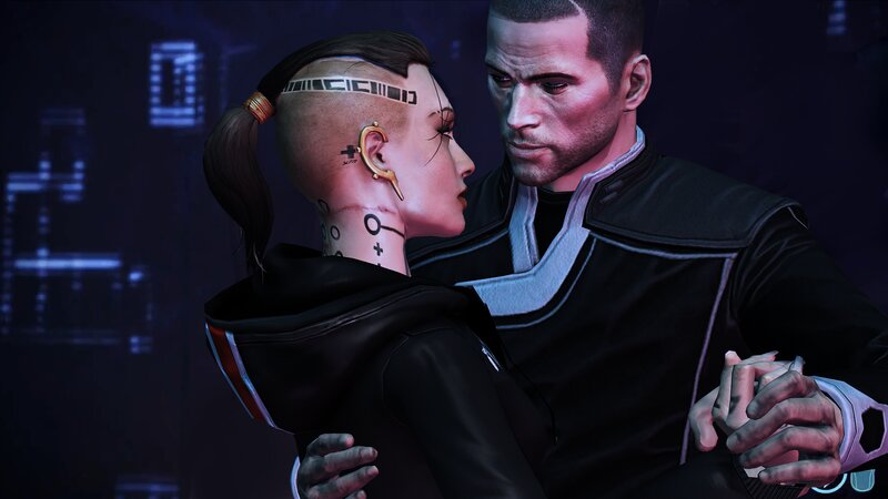 Two Characters Embracing — Black, Intimate, Night