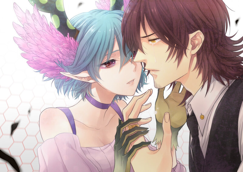 Two Characters Embracing — Blue, Dramatic, Anime