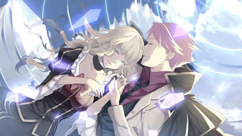Two Characters Embracing — Blue, Dramatic, Digital Art