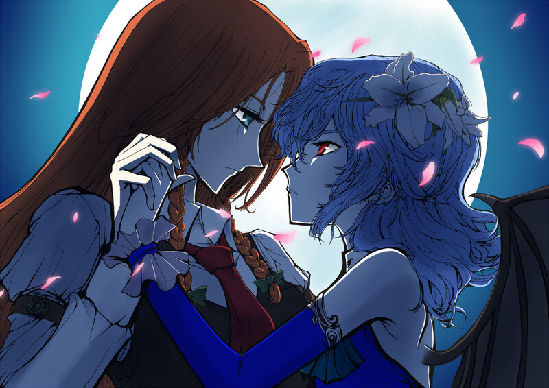 Two Characters Embracing — Blue, Dramatic, Night, Anime