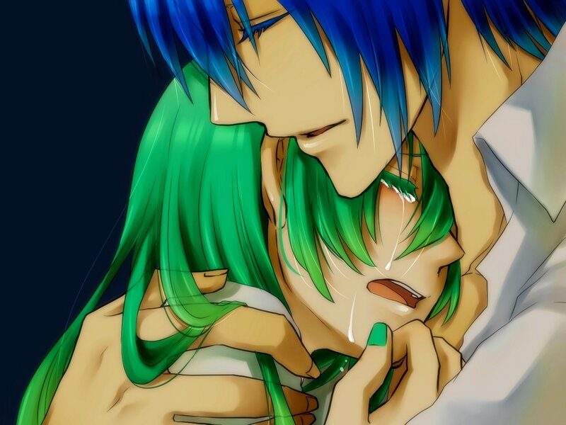 Two Characters Embracing — Blue, Dramatic, Night, Manga