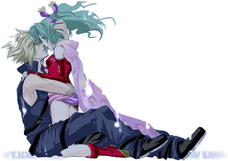 Two Characters Embracing — Blue, Dramatic, Winter
