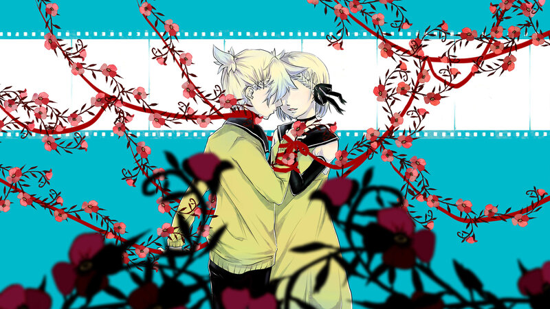 Two Characters Embracing — Blue, Romantic, Anime
