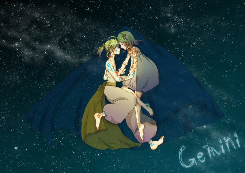 Two Characters Embracing — Blue, Serene, Night