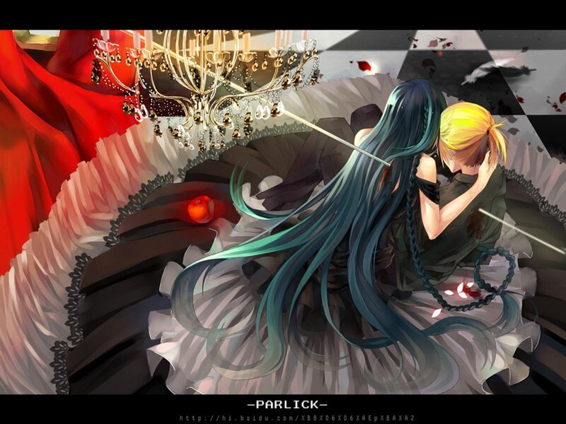 Two Characters Embracing — Blue