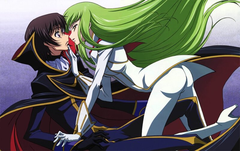 Two Characters Embracing — Green, Dramatic, Anime, Cloaks