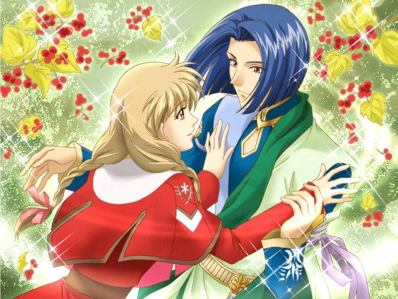 Two Characters Embracing — Green, Romantic