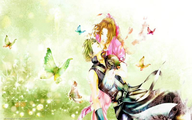 Two Characters Embracing — Green, Serene