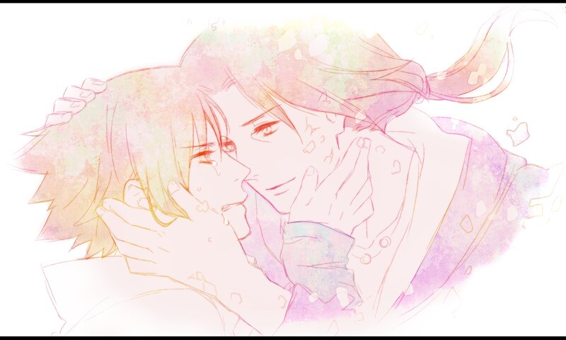 Two Characters Embracing — Pink, Emotional
