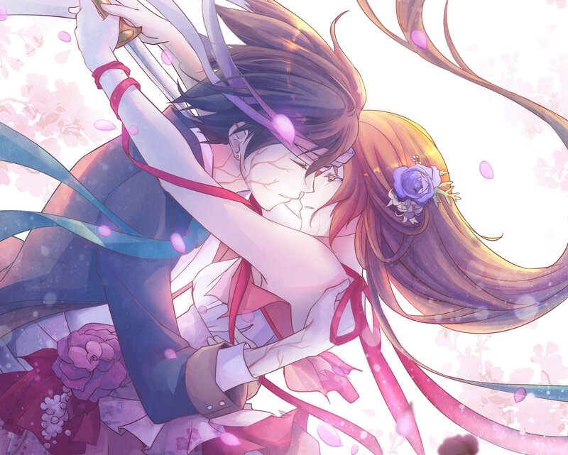 Two Characters Embracing — Pink, Romantic