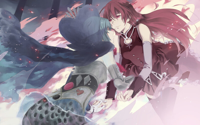 Two Characters Embracing — Pink