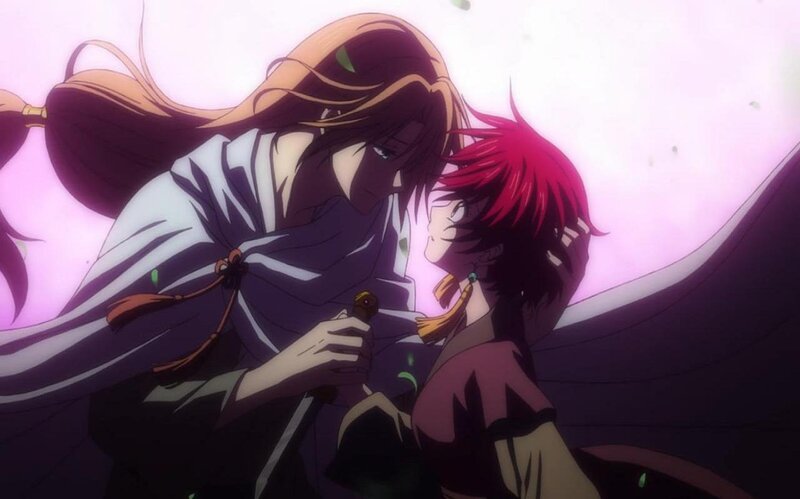 Two Characters Embracing — Purple, Dramatic, Anime, Sword