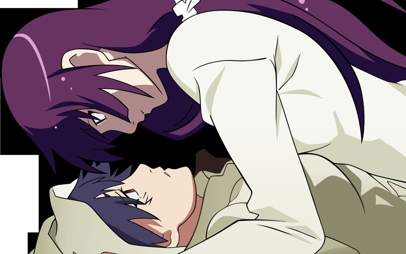 Two Characters Embracing — Purple, Dramatic, Manga, Anime
