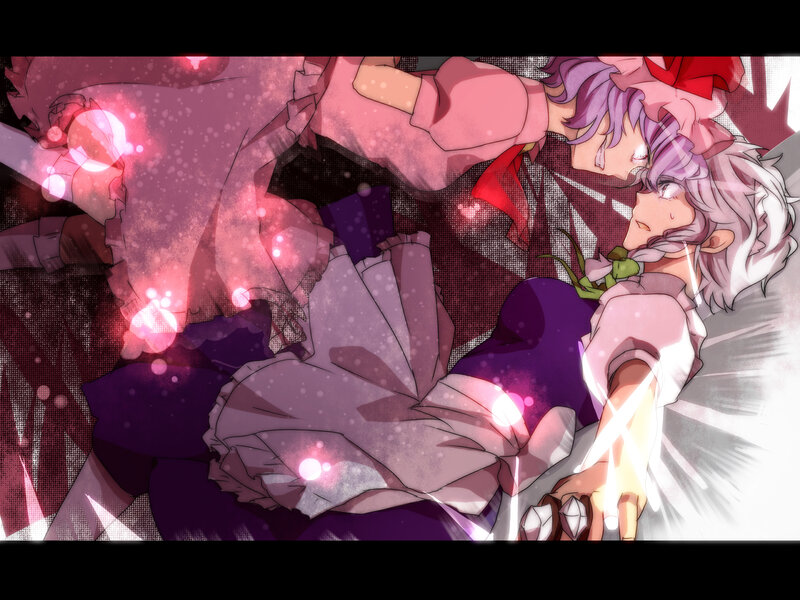 Two Characters Embracing — Purple, Dramatic, Manga