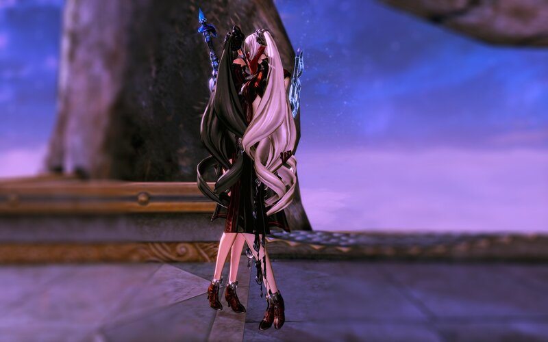 Two Characters Embracing — Purple, Dramatic, Night, 3d Render