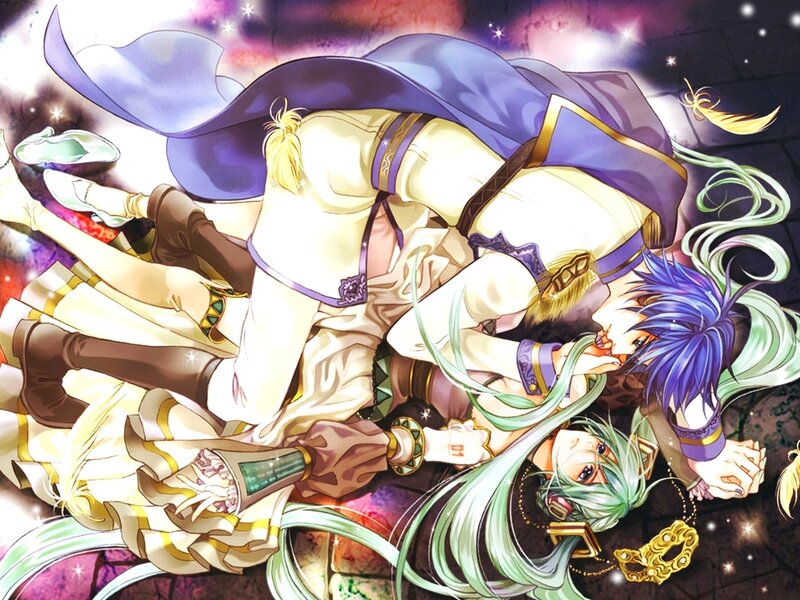 Two Characters Embracing — Purple, Dramatic, Night, Manga