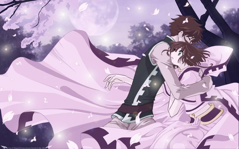 Two Characters Embracing — Purple, Romantic